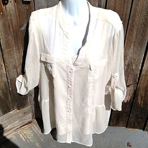 2Pc Cream Blouse Set (2X)